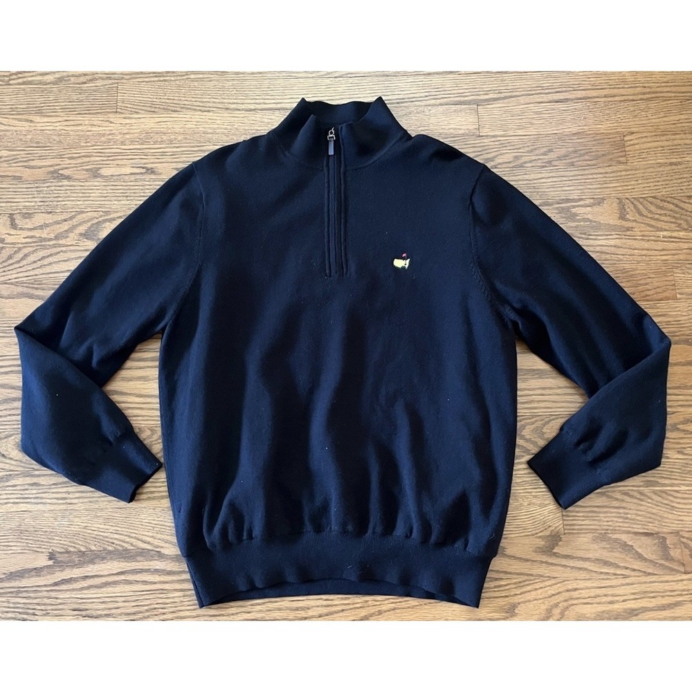 FAIRWAY & GREENE MASTERS Black Golf Sweater Italian Merino Wool Mens Medium